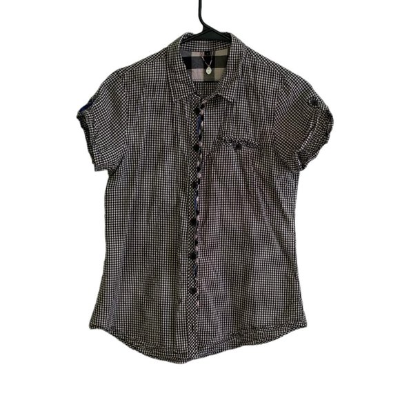 Chemistry Black and White Checkered Button-Down Cotton Shirt Summer | Size L - Picture 1 of 11